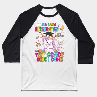 So Long Kindergarten Graduation Class 2024 Unicorn Girls Baseball T-Shirt